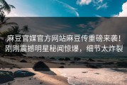 麻豆官媒官方网站麻豆传重磅来袭！刚刚震撼明星秘闻惊爆，细节太炸裂