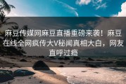 麻豆传媒网麻豆直播重磅来袭！麻豆在线全网疯传大V秘闻真相大白，网友直呼过瘾