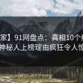【独家】91网盘点：真相10个细节真相，神秘人上榜理由疯狂令人惊呆了