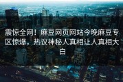 震惊全网！麻豆网页网站今晚麻豆专区惊爆，热议神秘人真相让人真相大白