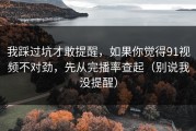 我踩过坑才敢提醒，如果你觉得91视频不对劲，先从完播率查起（别说我没提醒）