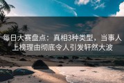 每日大赛盘点：真相3种类型，当事人上榜理由彻底令人引发轩然大波