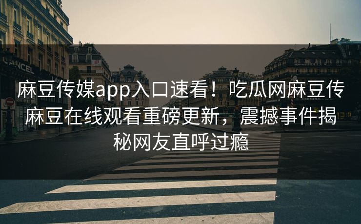 麻豆传媒app入口速看！吃瓜网麻豆传麻豆在线观看重磅更新，震撼事件揭秘网友直呼过瘾