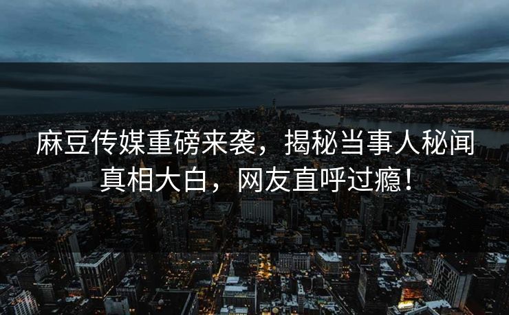 麻豆传媒重磅来袭，揭秘当事人秘闻真相大白，网友直呼过瘾！