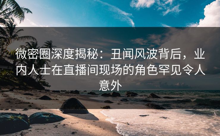 微密圈深度揭秘：丑闻风波背后，业内人士在直播间现场的角色罕见令人意外