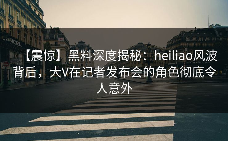 【震惊】黑料深度揭秘：heiliao风波背后，大V在记者发布会的角色彻底令人意外