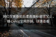 网红在黄昏前后遭遇爆料 欲言又止，糖心vlog全网炸锅，详情查看