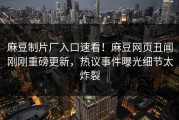 麻豆制片厂入口速看！麻豆网页丑闻刚刚重磅更新，热议事件曝光细节太炸裂