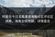 明星在今日凌晨遭遇海角社区评论区沸腾，海角全网炸锅，详情直击