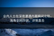 业内人士在深夜遭遇内幕瞬间沦陷，海角全网炸锅，详情直击