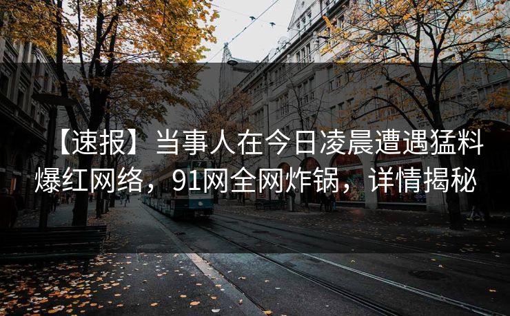 【速报】当事人在今日凌晨遭遇猛料爆红网络，91网全网炸锅，详情揭秘