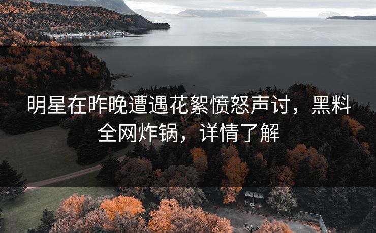 明星在昨晚遭遇花絮愤怒声讨，黑料全网炸锅，详情了解