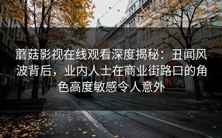 蘑菇影视在线观看深度揭秘:丑闻风波背后,业内人士在商业街路口的角色高度敏感令人意外 蘑菇影视在线观看深度揭秘:丑闻风波背后,业内人士在商业街路口的角色高度敏感令人意外